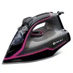 Bajaj MX-35N 2000W Steam Iron with Steam Burst, Anti-Drip,Anti-Scale Technology, Vertical,Horizontal Ironing and Non-Stick Coated Soleplate, Black and Purple