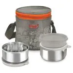 Flair Lunch Mat Assorted Colour Stainless Steel Tiffin Box 1125 ml with Plastic Lid (Set of 3)