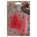 B Vishal Pink Plastic Number 4 And Twisted Candle