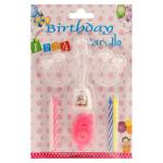 B Vishal Pink Number 6 LED Crown And Twisted Candle