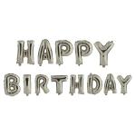 BVC Silver Foil Plastic 16 inch Happy Birthday Balloon (13 Pieces)
