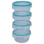 Princeware Click N Seal Transparent Plastic Container 1.18 L Set of 4 (Design/colour may vary)
