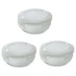 Borosil Smile Round Glass Lunch Box 400 ml (Set of 3)