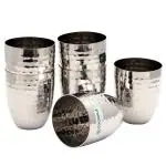 Coconut Stainless Steel Hammered Glass 300 ml (Set of 6)