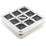 Coconut Lego Square Stainless Steel Masala Box with 9 Bowls