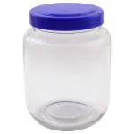 Wellberg Blue Lid Round Glass Jar 750 ml
