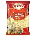 President Cheddar Mozzarella Mix Cheese 2 kg (Pouch)