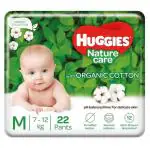 Huggies Nature Care Diapers (M) 22 count (7 - 12 kg)