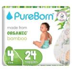 PureBorn Organic Bamboo Nappies (Size 4) 24 count