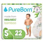 PureBorn Organic Bamboo Nappies (Size 5) 22 count