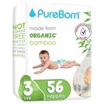 PureBorn Organic Bamboo Nappies (Size 3) 56 count