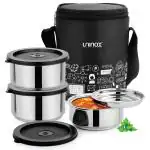 Uninox Black Round Plastic Lunch Box Bag 250+350+350 ml (Set of 3)