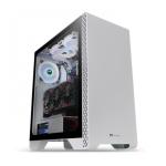 Thermaltake S300 Tempered Glass Snow Edition Mid-Tower Chassis with One Pre-installed 120 mm Standard Fan and supports motherboards up to ATX