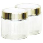 Yera Transparent Round Glass Jar with See Through Cap 280 ml (Pack of 2)