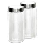 Yera Transparent Round Glass Jar with See Through Cap 680 ml (Pack of 2)