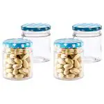Yera Transparent Small Glass Jar with Printed Lid 200 ml (4 pcs)