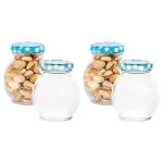 Yera Transparent Small Glass Jar with Printed Lid 245 ml (4 pcs)