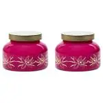Yera Pink Golden Foil Print Glass Storage Jar 760 ml (Set of 2)