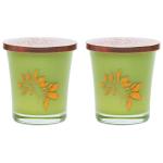 Yera Golden Foil Print Glass Storage Jar with Lid 675 ml (Set of 2)
