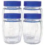 Yera Glass Jar with Blue Lid 350 ml (Set of 4)
