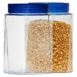 Yera Pyramid Glass Jar with Blue Lid 1045 ml (Set of 2)