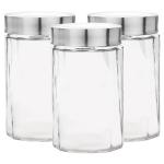Yera Pyramid Round Glass Jar 310 ml with Stainless Steel Lid (Set of 3)