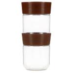 Yera Round Glass Jar 580 ml with Brown Lid (Set of 2)
