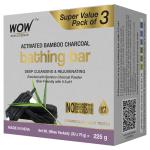 WOW Skin Science Activated Bamboo Charcoal Deep Cleaning and Rejuvenating Bathing Bar 75 g (Pack of 3)