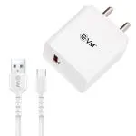 EVM ENQUICK CH-06 QC 3.0 Travel Charger with USB Type-C Cable, White