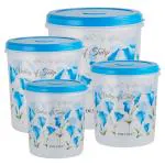 Home One Star Assorted Colour Plastic Container 5+ 7+ 10+ 15 L Set of 4 (Design/colour may vary)