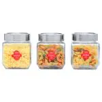 Soogo Clear Glass Cube Jar 580 ml (Set of 3)