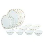 LaOpala Novo Plastic Petite Roses and white Dinner Set 16 pcs