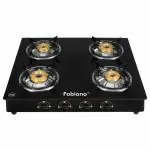 Fabiano Smart Black 4 Burner Manual Ignition With 6mm Toughened Glass Cooktop
