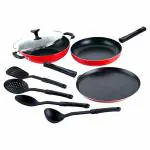 Crystal Classic Red Aluminium Non Stick Cookware Set (8 pcs)