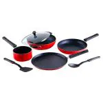 Crystal Classic Red Aluminium Non Stick Cookware Set (7 pcs)
