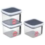 Joyo Vacu Fresh Grey Plastic Container 600 ml (Set of 3)