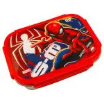 SKI Zenith Spiderman Print Rectangle Stainless Steel Tiffin Box with Plastic Lid 600 ml