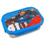 SKI Zenith Captain America Print Rectangle Stainless Steel Tiffin Box with Plastic Lid 600 ml