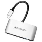 Neopack USB-C 3-in-1 Multiport Travel Hub, Silver