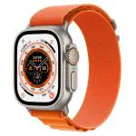 Apple Watch Ultra GPS + Cellular, 49mm Titanium Case with Orange Alpine Loop - Medium, Precision dual-frequency GNSS- GPS, GNSS, Galileo, BeiDou, 86-decibel Siren to attract attention, Altimeter, Accelerometer, Optical Heart Sensor, Gyroscope
