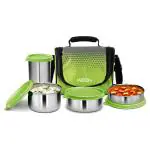 Milton Tasty Assorted Colour Round Steel Lunch Pack (Set of 4)