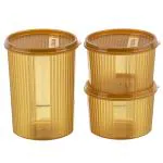 Polyset Magnite Store Well Grey and Brown Round Plastic Container 950+ 950+ 1920 ml (Set of 3) - Design/colour may vary