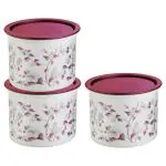 Joyo Snap and Lock Assorted Colour Round Plastic Container 1 L Set of 3 (Design/colour may vary)