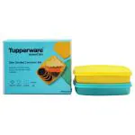 Tupperware Slim Divided Blue and Yellow Square Plastic Container 320 ml (Set of 2)