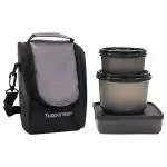Tupperware Bag and Go Black Plastic Lunch Pack (Set of 3) with Bag