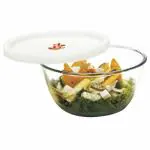 Signoraware Borosilicate Glass Mixing Bowl And Serving Bowl With Lid And Steam Release Knob, Micro Wave Oven Safe (1000Ml, Set Of 1 Piece, Transparent Clear)