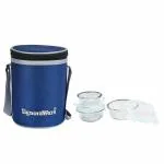 Signoraware Executive High Microwave Safe Office Lunch Box Set With Bag | Borosilicate Glass | Safety Lock Airtight Tiffin Containers (Set of 3 - 400ml+400ml +400ml | Transparent)
