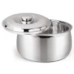 Signoraware 2100ml Hot Delight Double Wall Stainless Steel Belly Shape Casserole, Insulated Thermal Serving Bowl, Elegant Hot Pot Food Warmer, Self Locking Press Lid, Hot Food Upto 8 Hour (Silver)