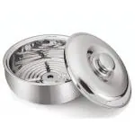 Signoraware Casserole Serving Bowl Container With Coaster, Insulated Stainless Steel With Insulated Steel Lid| Belly Shape Hot Pot, Food Grade, Bpa Free Serverware (1500ml, Set 1 Silver)