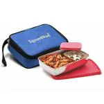 Signoraware 150ml+550ml Small Compact Stainless Steel Lunch Box With Bag, Food Grade Bpa Free Plastic, 2 Compartment Tiffin With Airtight Lids, Compact And Sleek Containers For Office School (Red)